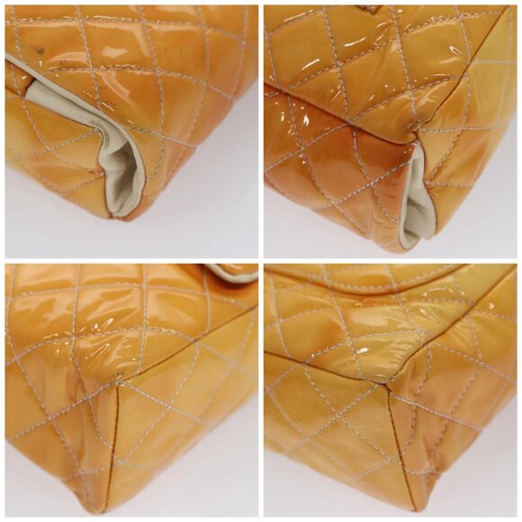 CHANEL Matelasse Chain Shoulder Bag Enamel Yellow CC Auth 106418 - Picture 14 of 16